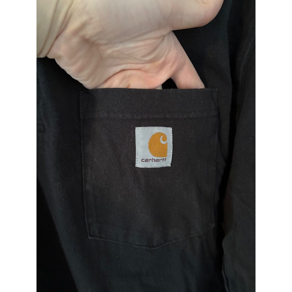 Carhartt Mens Black Henley Long Sleeve Pocket T-Shirt Original Fit Large L - Picture 3 of 5